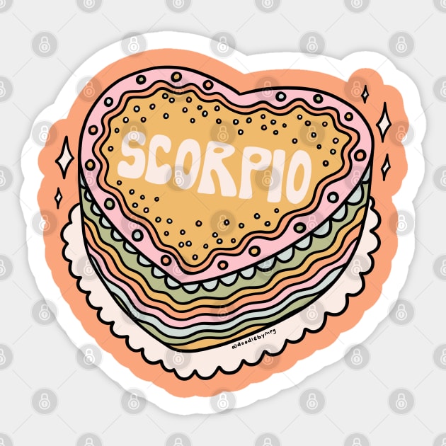 Scorpio Heart Cake Sticker by Doodle by Meg